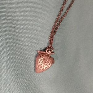 Pewter strawberry necklace